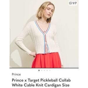 NWT Prince x Target pickleball collab cream button cable front sweater top XL